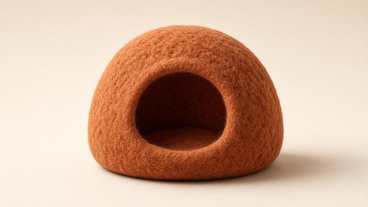 Terracotta handmade wool cat cave